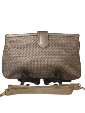 Ganson Vintage Woven  Crossbody Clutch - Metallic Gold